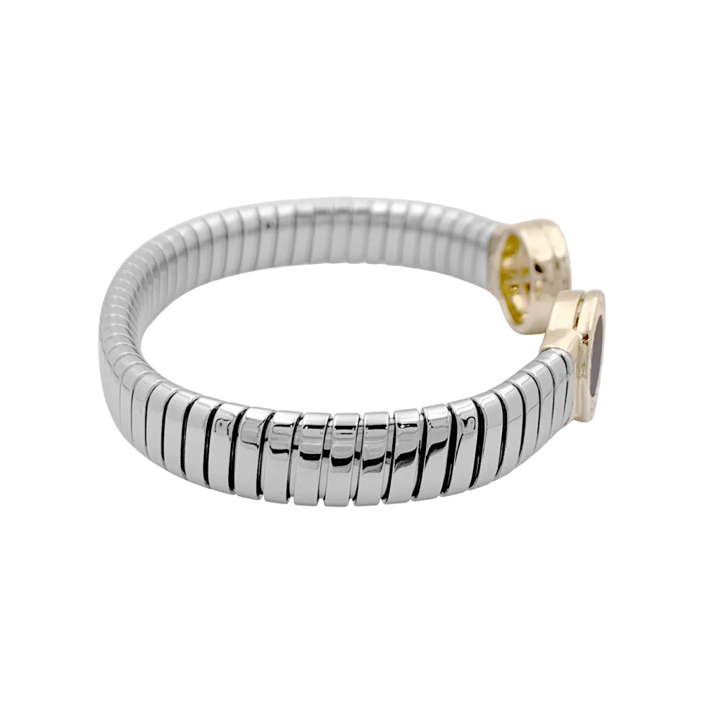 Bracelet Bangle BULGARI "Bulgari-Bulgari" in yellow gold, steel and onyx - Image 5