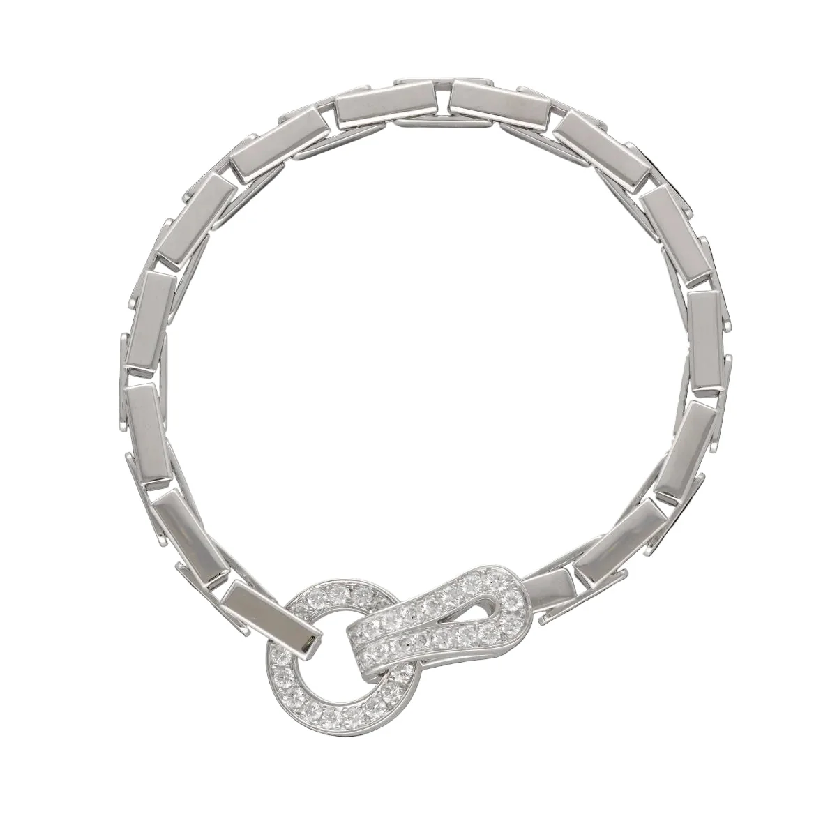 Bracelet Tank CARTIER "Agrafe Articulé" in white gold and diamonds.