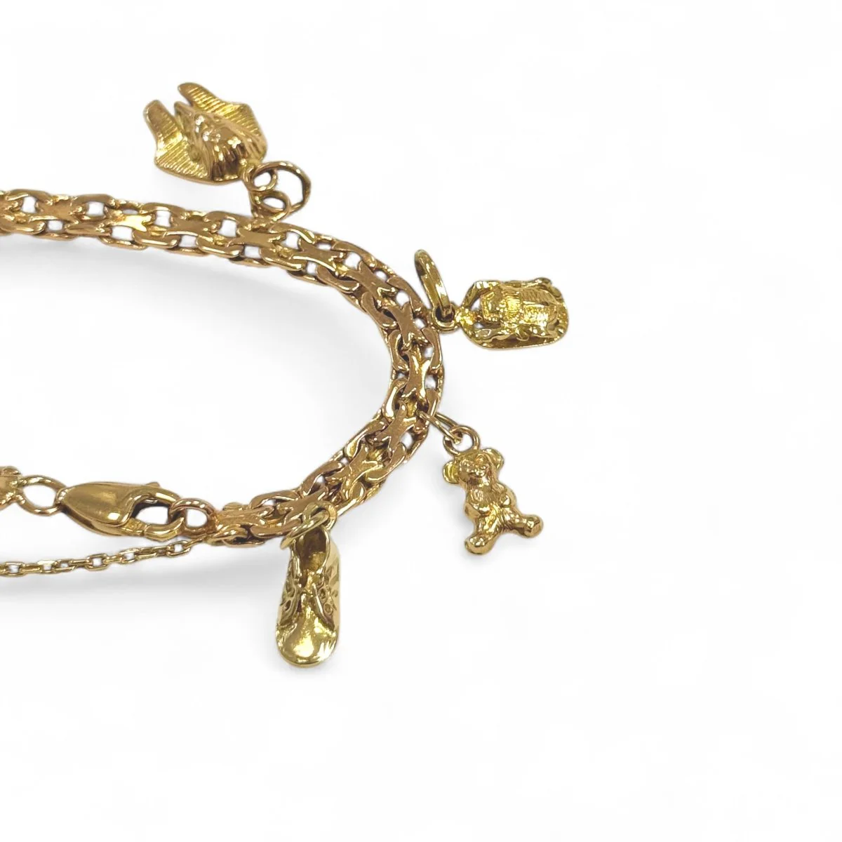 Bracelet Charm's maille plate en or jaune - Image 3