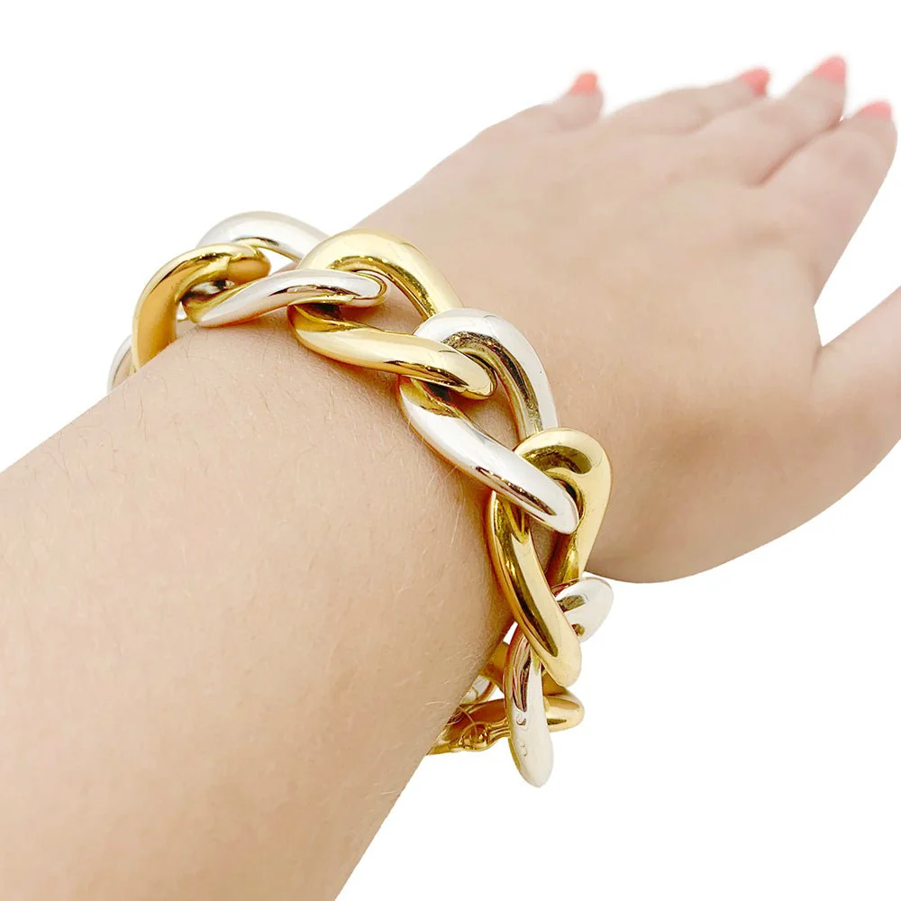 CHAUMET “large links” mesh bracelet in two tones of gold - Image 4