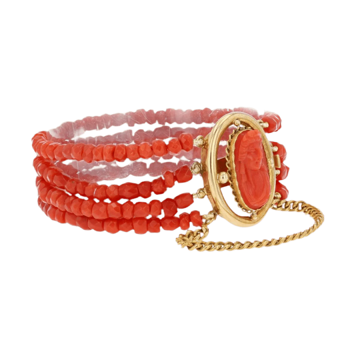 Bracelet Charm in yellow gold and coral
