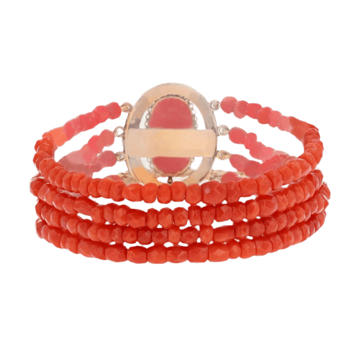 Bracelet Charm in yellow gold and coral - Image 3