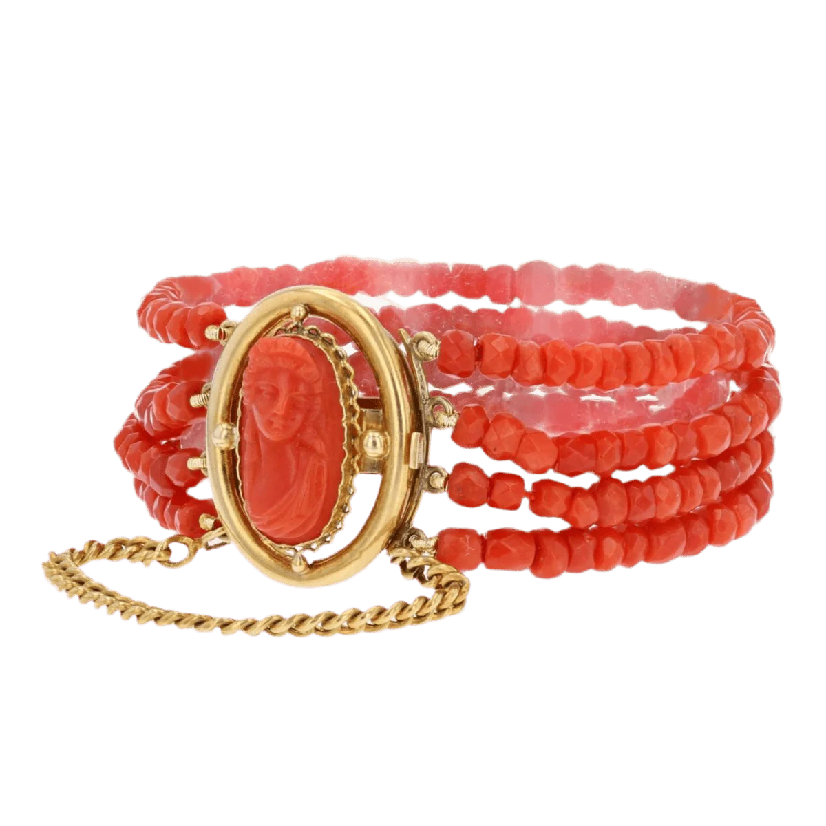 Bracelet Charm in yellow gold and coral - Image 4