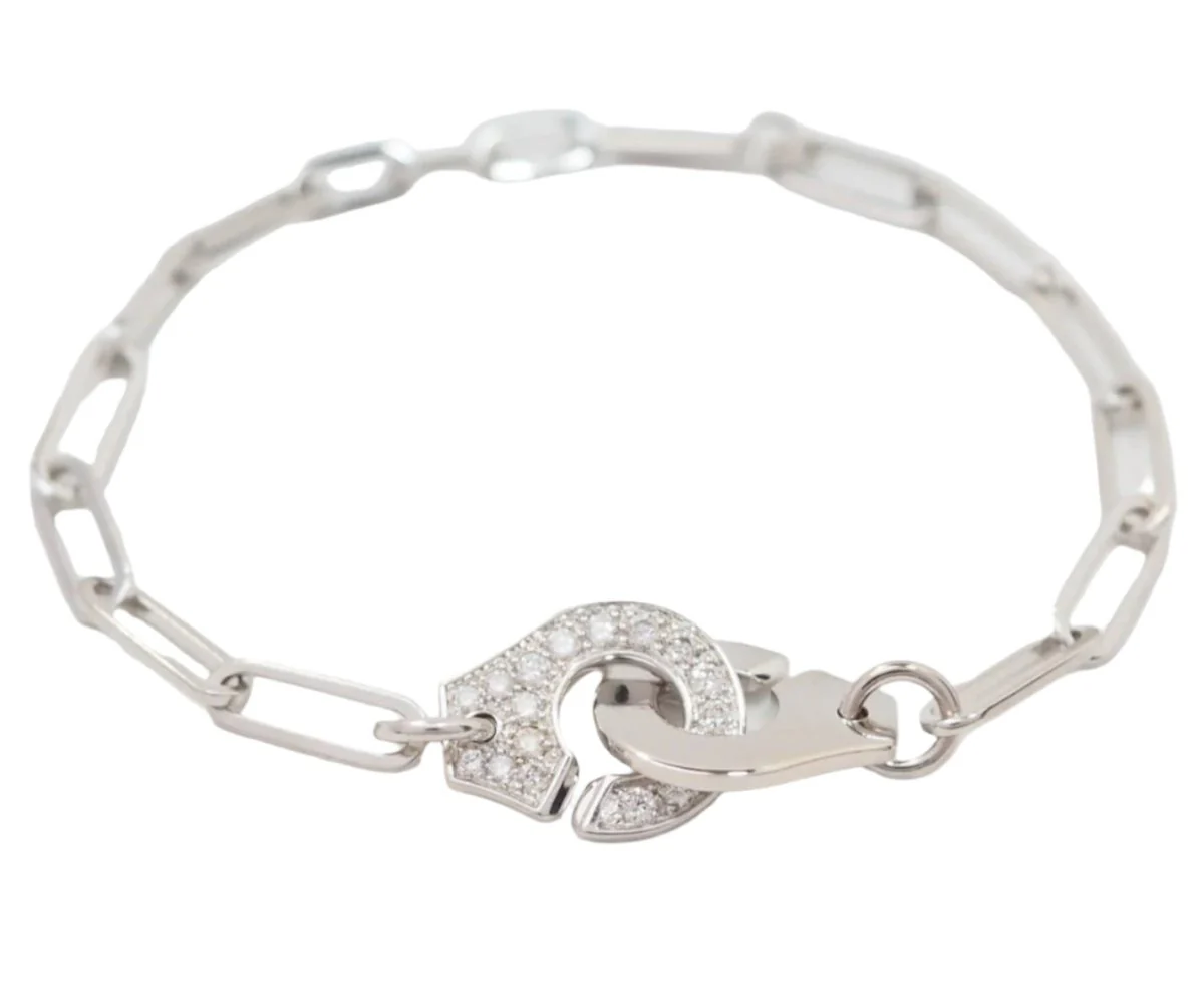 Bracelet Dinh Van Menottes R12 in white gold and diamonds