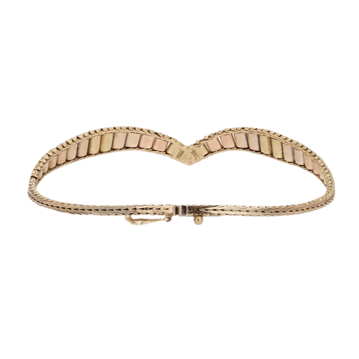 Mesh bracelet in yellow gold, white gold and rose gold - Image 4