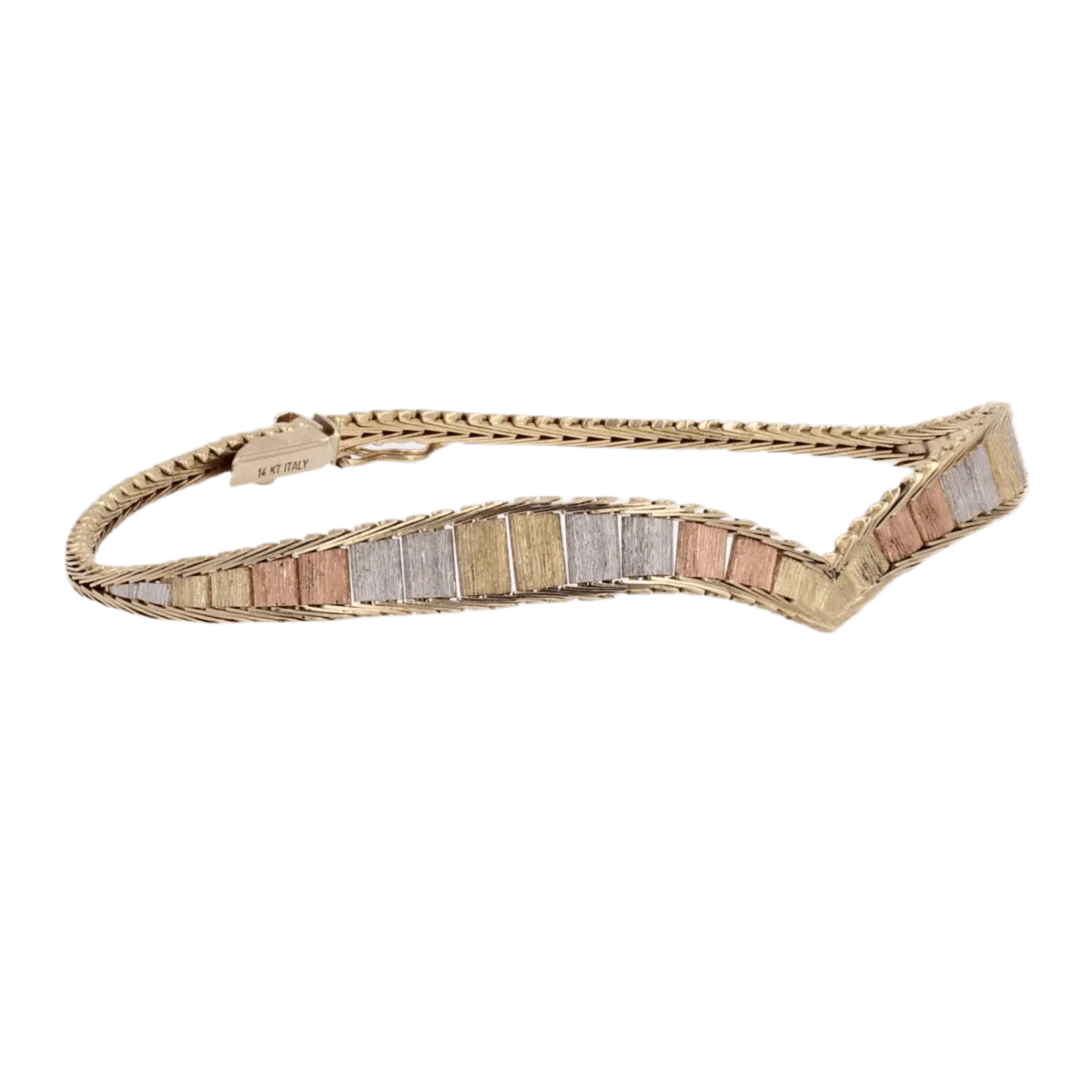 Mesh bracelet in yellow gold, white gold and rose gold - Image 5