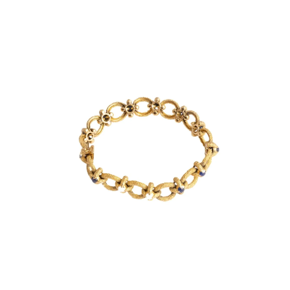 Brushed yellow gold and sapphire bracelet