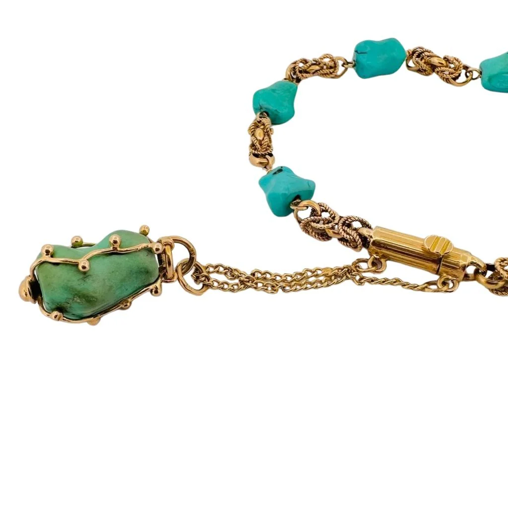 Yellow gold and turquoise bracelet - Image 2