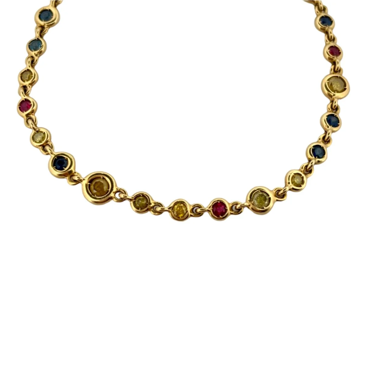 Yellow gold, sapphire and ruby ​​Ligne bracelet - Image 2