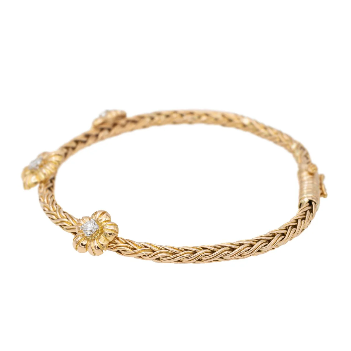 Flower Bracelet Yellow Gold Diamond - Image 4