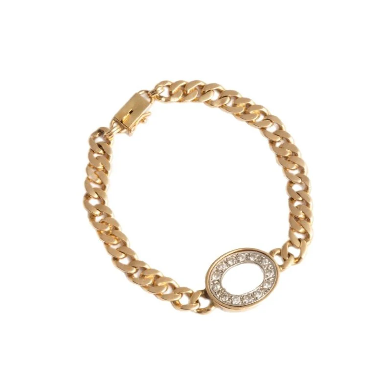 Curb bracelet in yellow gold and diamonds