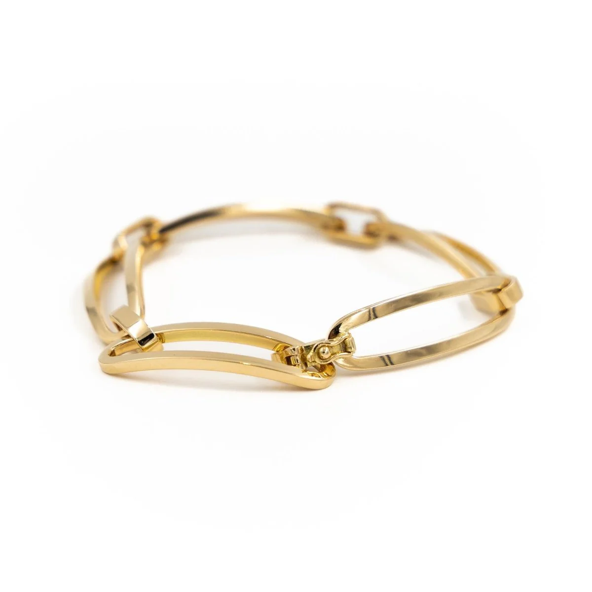 Curb bracelet alternating link in yellow gold - Image 6