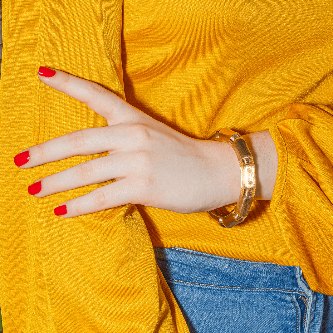 Bamboo jonc bracelet in yellow gold - Image 2