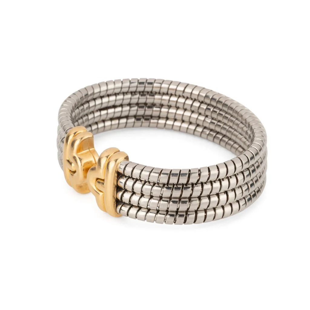 BULGARI “Parentesi” bangle bracelet in yellow gold and steel - Image 3