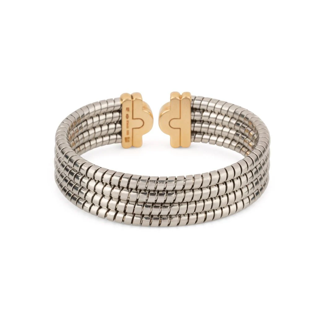 BULGARI “Parentesi” bangle bracelet in yellow gold and steel - Image 7