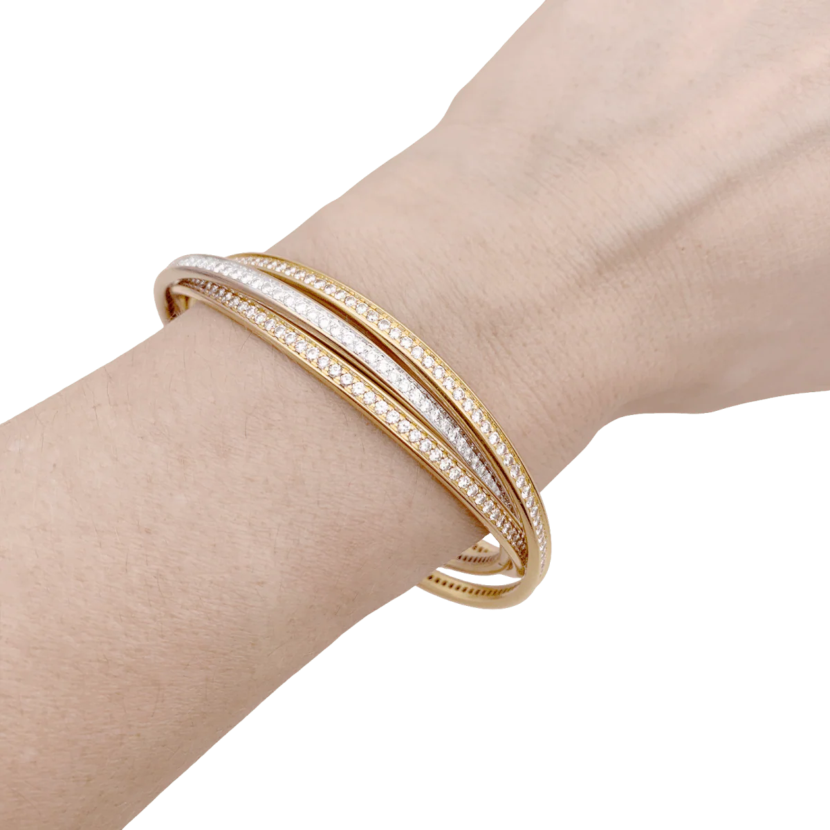 CARTIER “Trinity” Jonc bracelet in yellow gold, white gold, rose gold and diamonds - Image 2