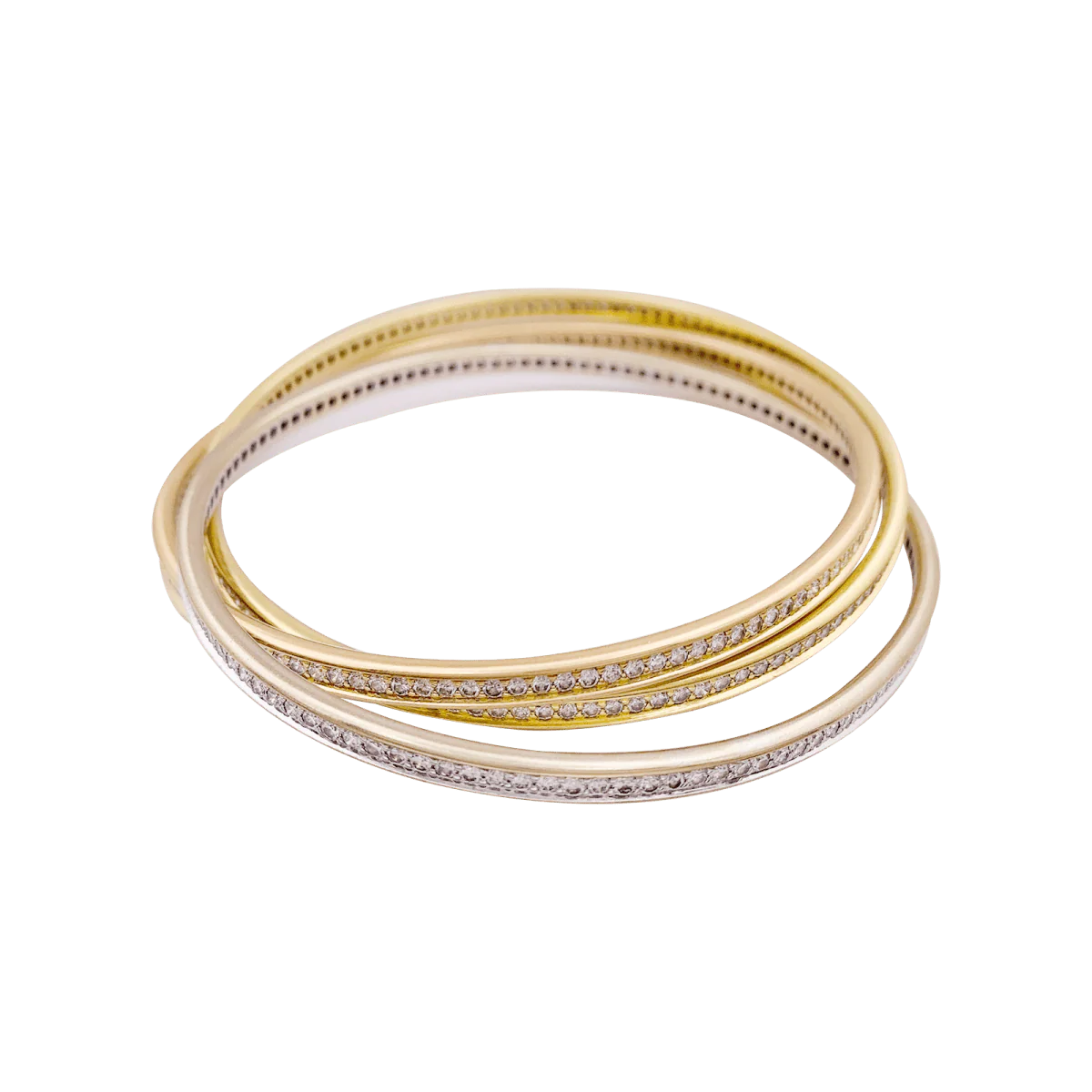CARTIER “Trinity” Jonc bracelet in yellow gold, white gold, rose gold and diamonds - Image 4