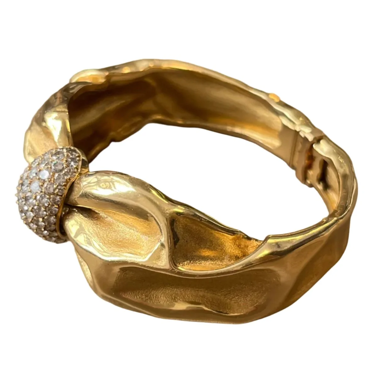 Yellow Gold and Diamond Bangle Bracelet - Image 8