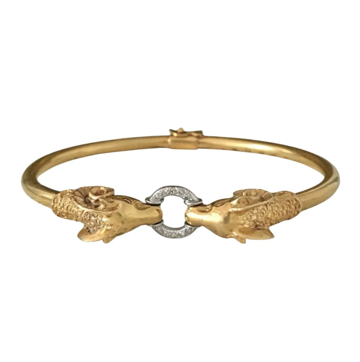 Bangle Bracelet in Yellow gold, White gold and Diamonds