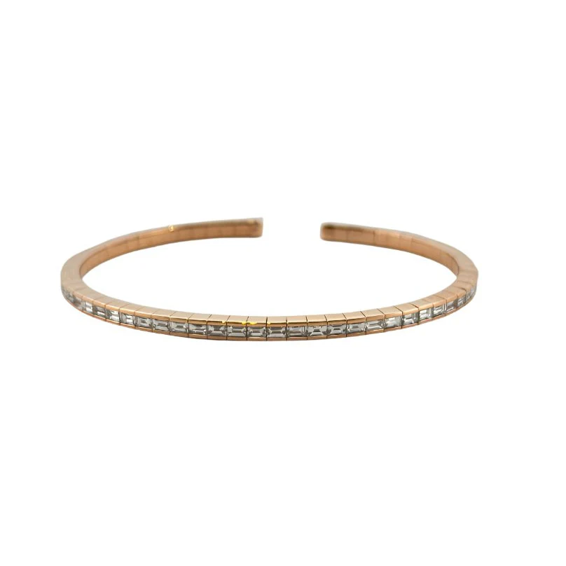Bangle bracelet in pink gold and diamond