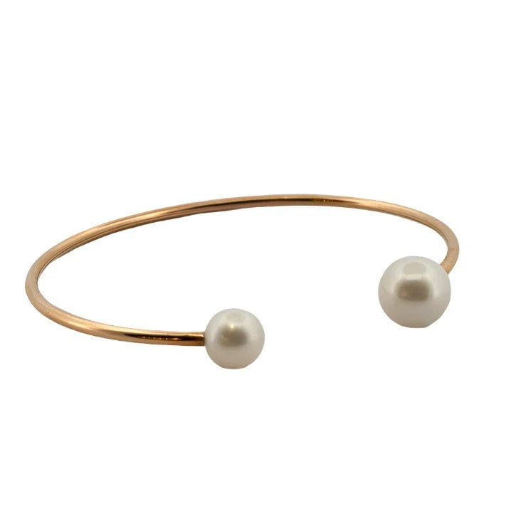 Bangle bracelet in pink gold and pearl - Image 3