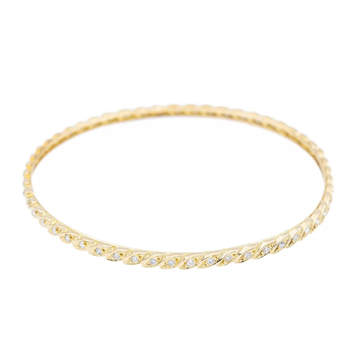 Yellow Gold Diamond Bangle Bracelet - Image 5