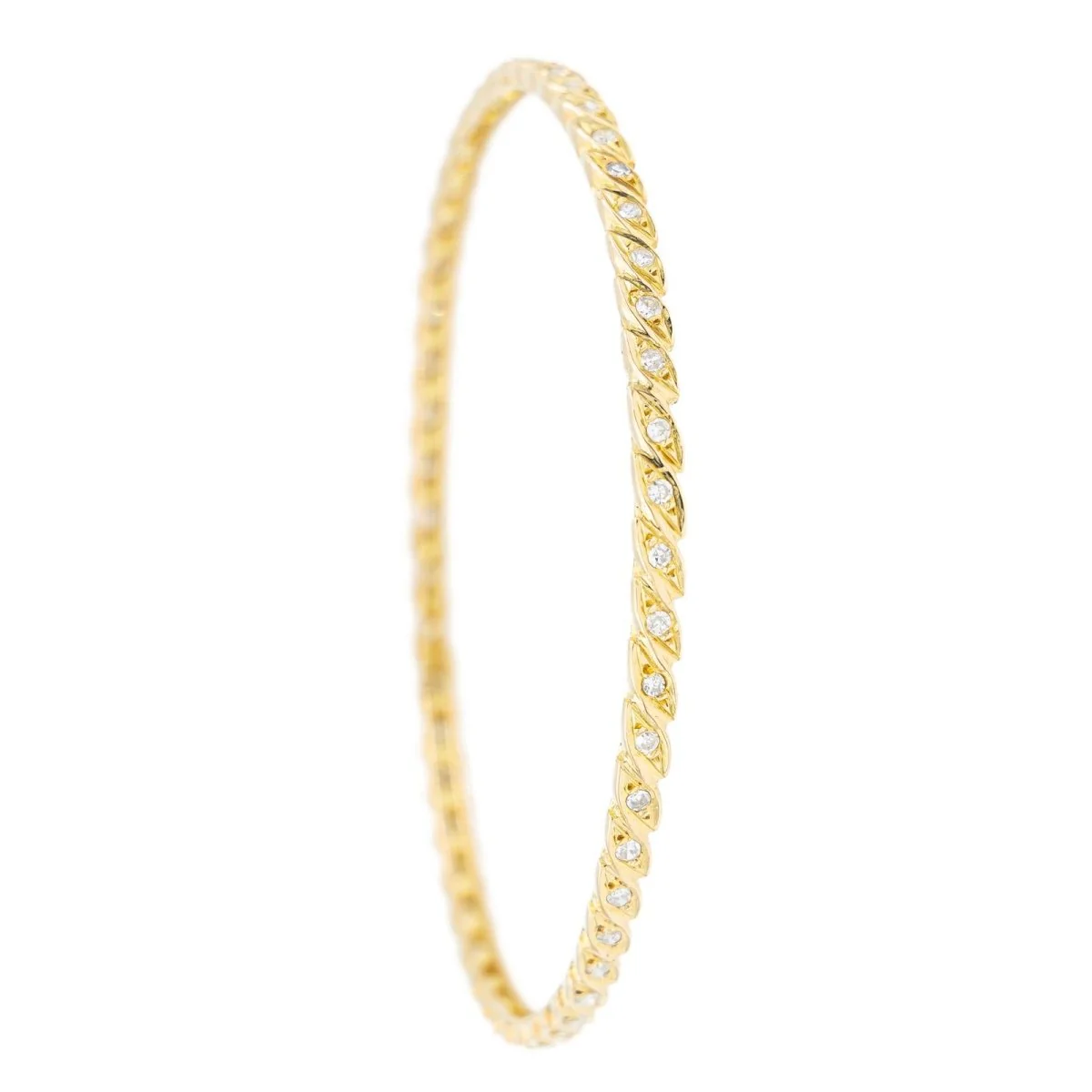 Yellow Gold Diamond Bangle Bracelet - Image 7