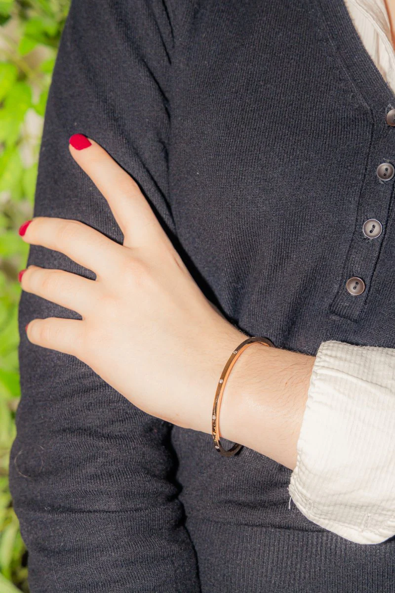 Diamond Bangle Bracelet in Rose Gold - Image 2