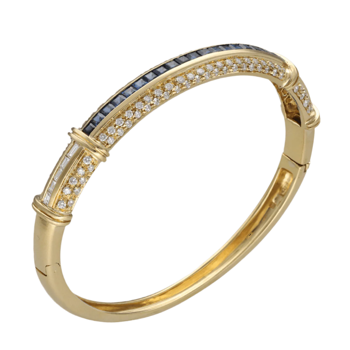 Bangle bracelet in yellow gold, sapphires and diamonds - Image 3