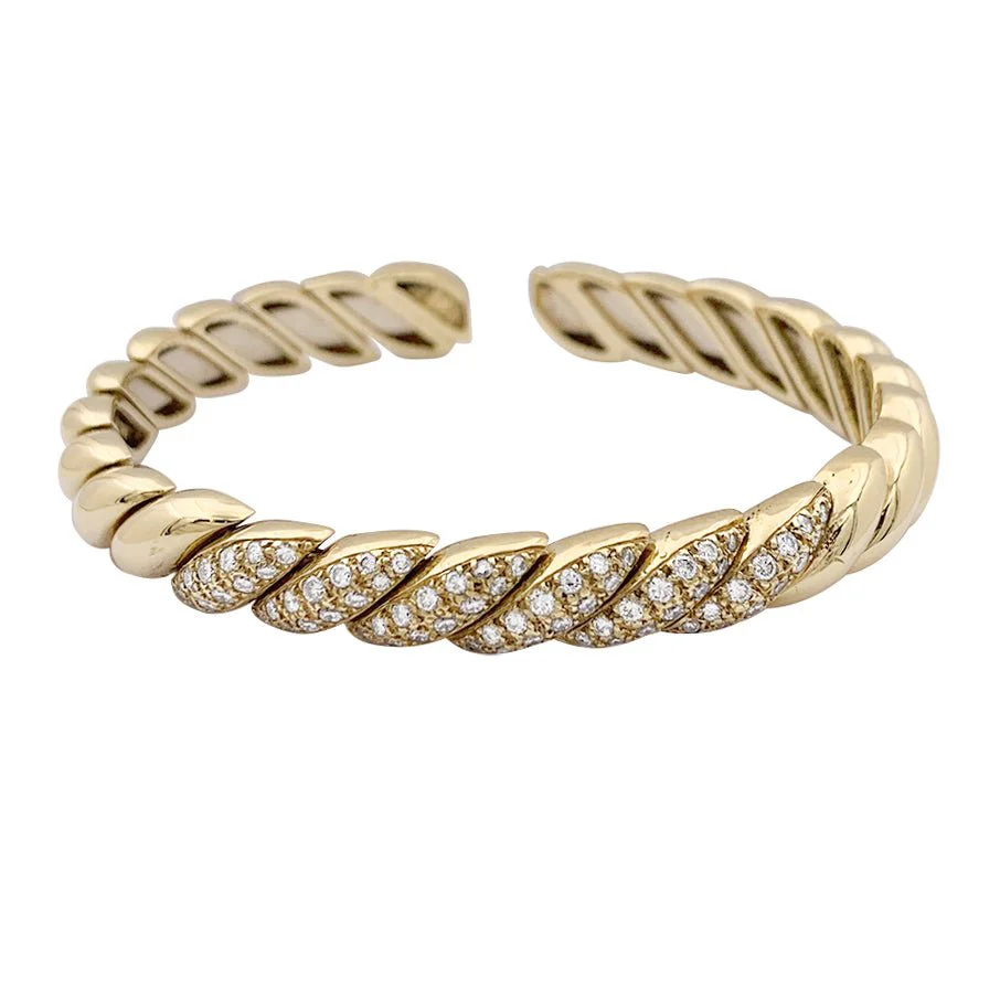 Yellow gold and diamond bangle bracelet