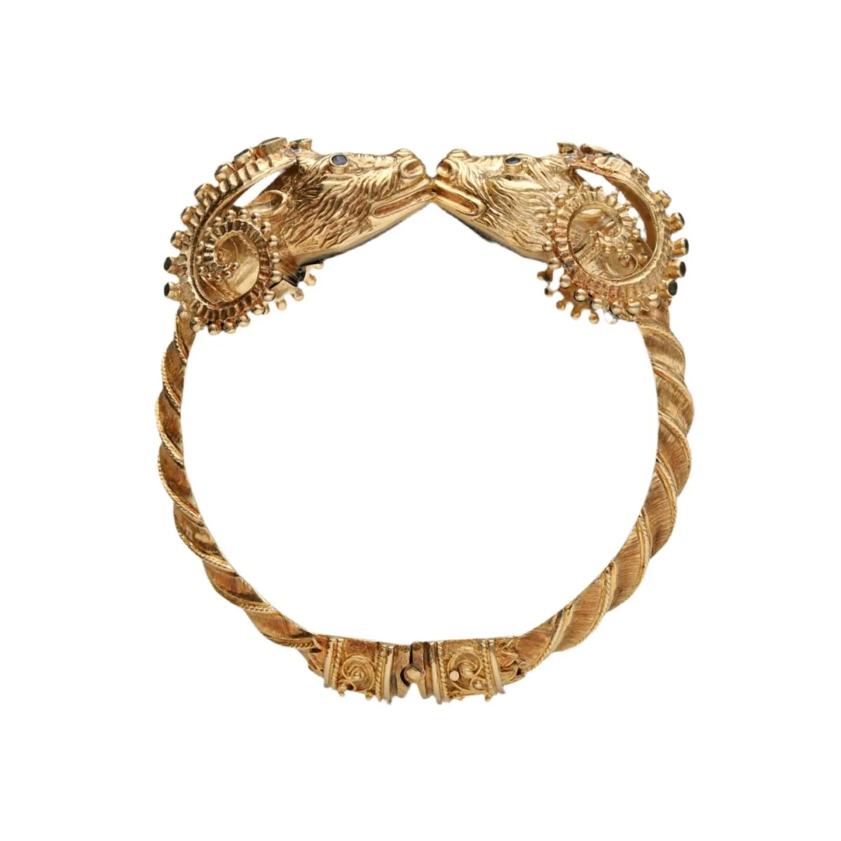 ZOLOTAS “Ram heads” jonc bracelet in yellow gold, emeralds, rubies and sapphires