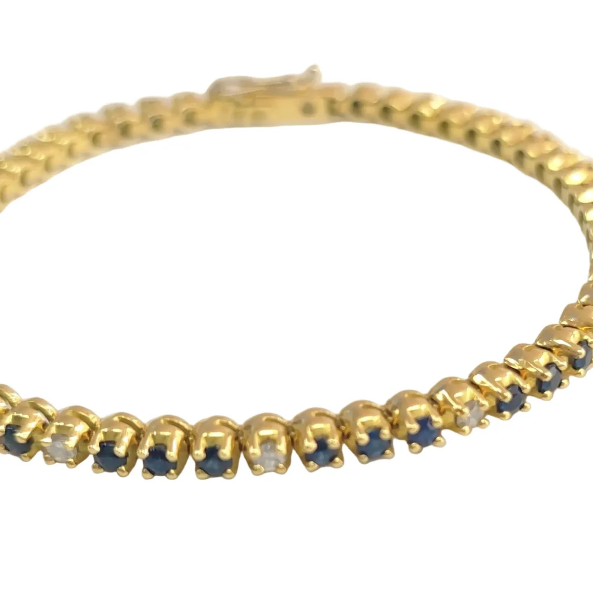 "Ligne" Bracelet in Yellow Gold, Sapphires, and Diamonds - Image 3