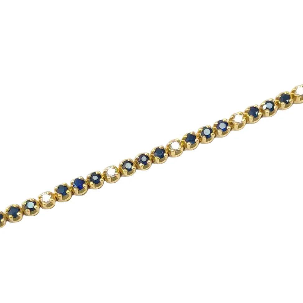 "Ligne" Bracelet in Yellow Gold, Sapphires, and Diamonds - Image 4