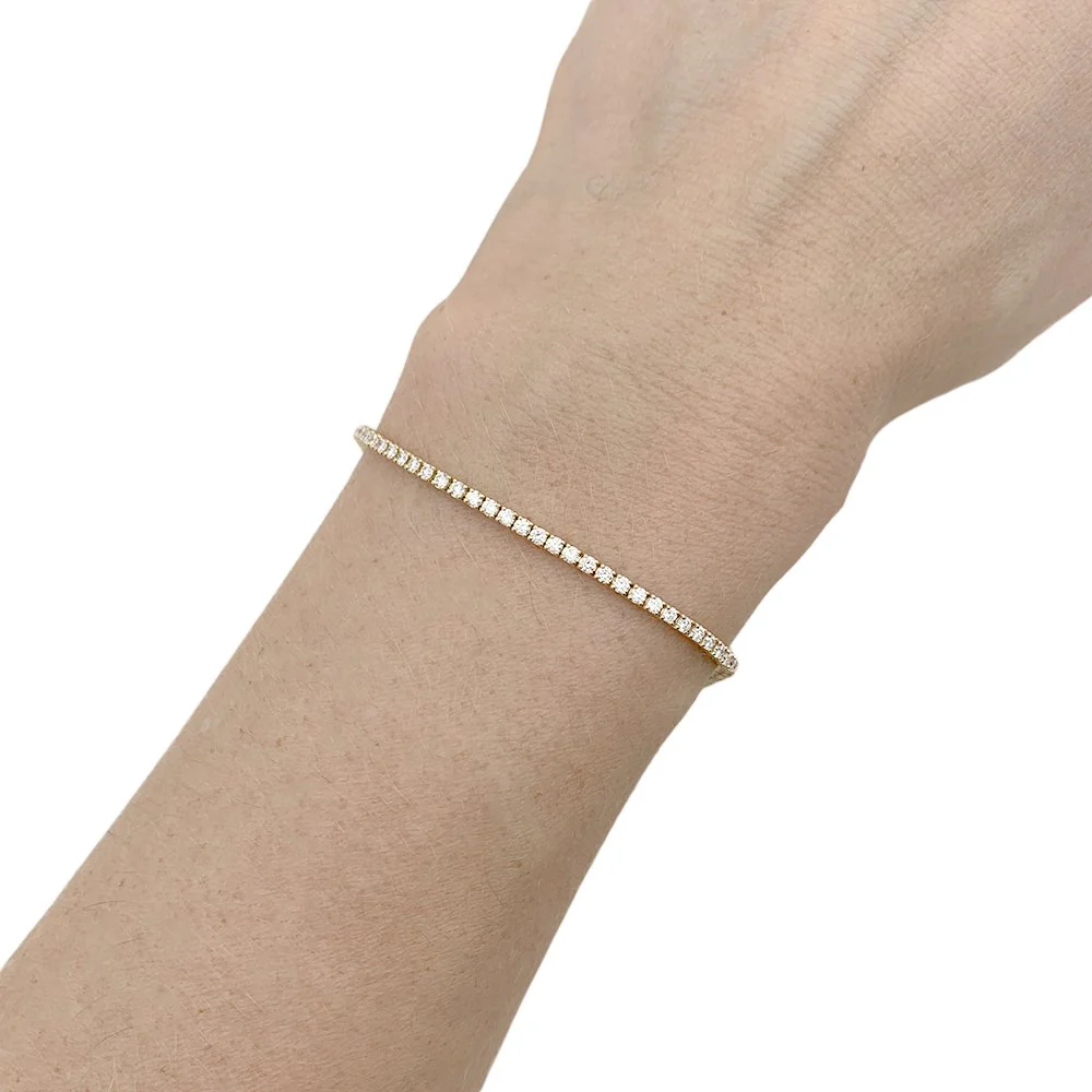 Tennis Line Bracelet in Yellow Gold and Diamonds - Image 2