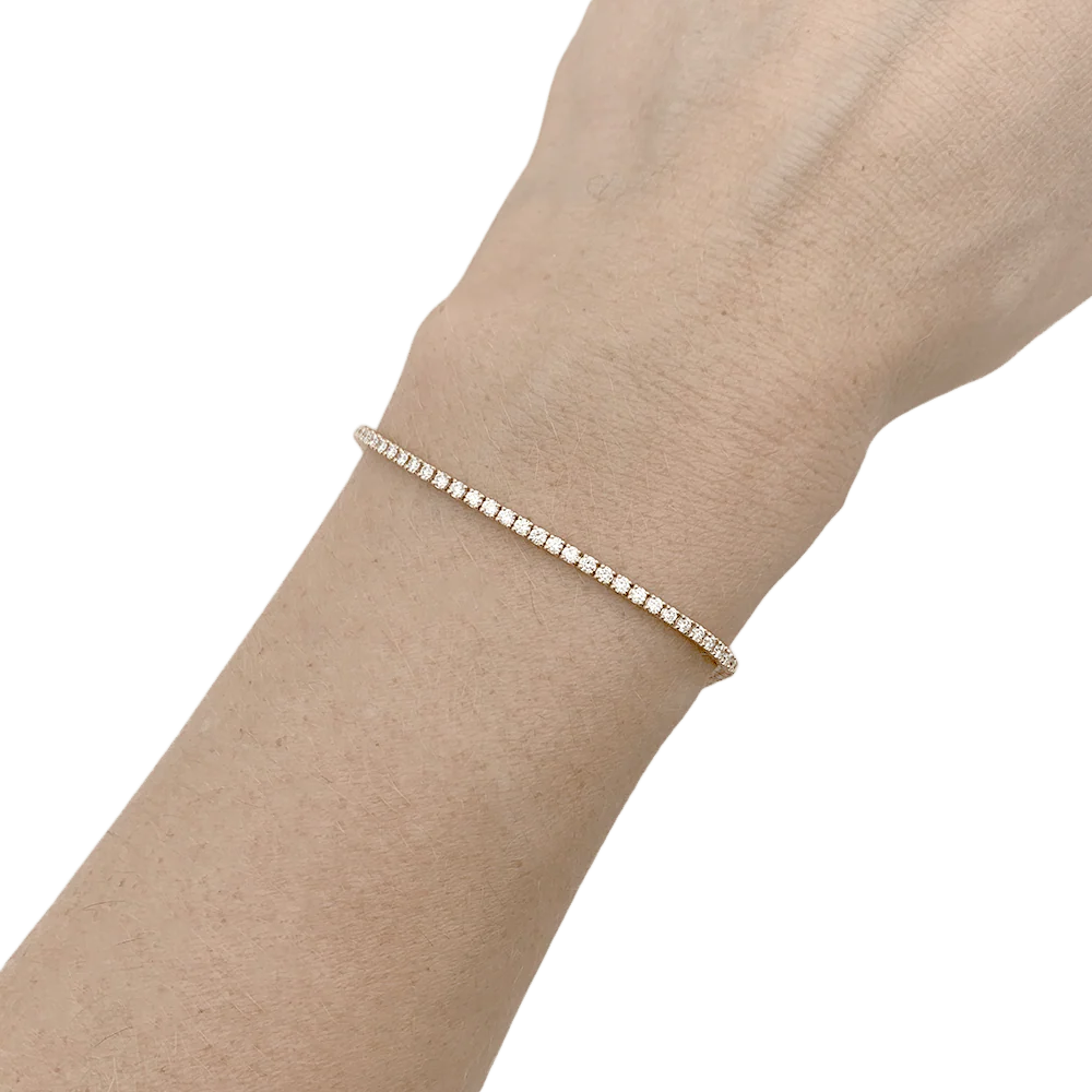Bracelet tennis line in rose gold, diamonds. - Image 2