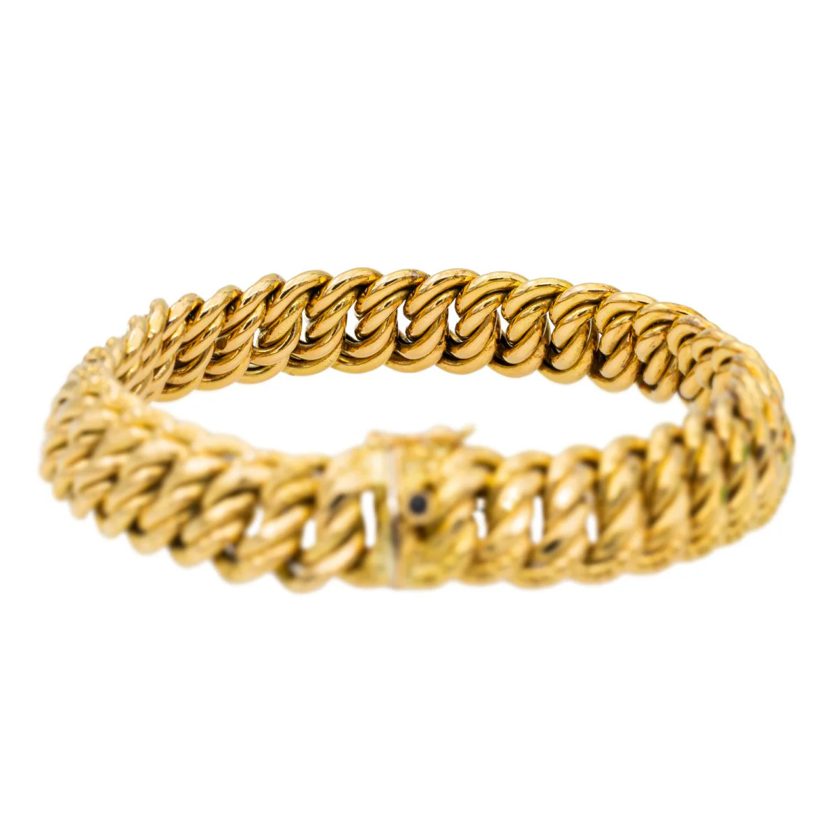 American mesh bracelet in yellow gold and sapphire - Image 5