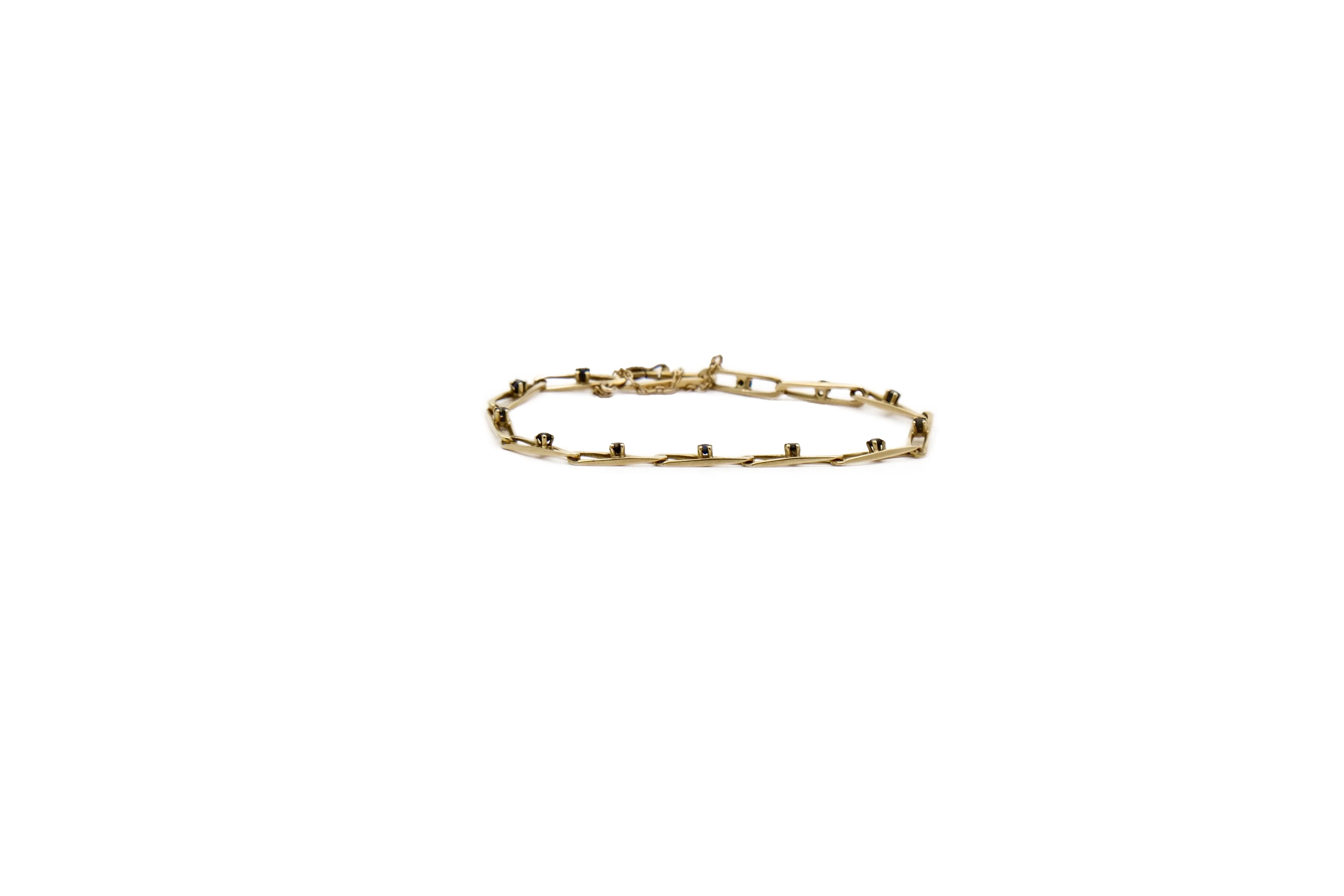 Bracelet mesh in yellow gold and sapphire
