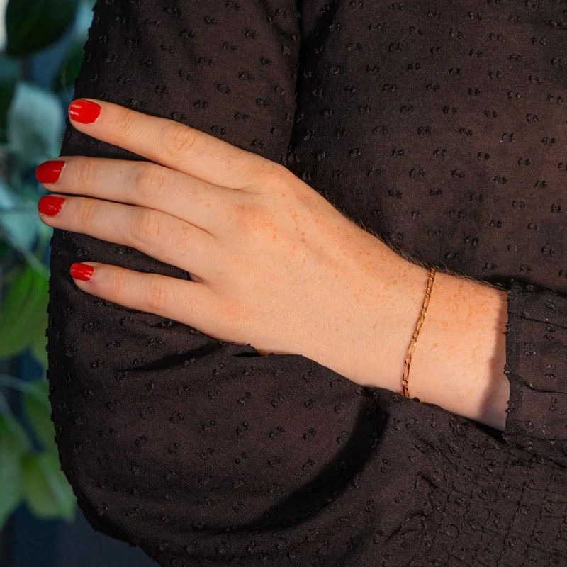 Yellow Gold Figaro Chain Bracelet - Image 2
