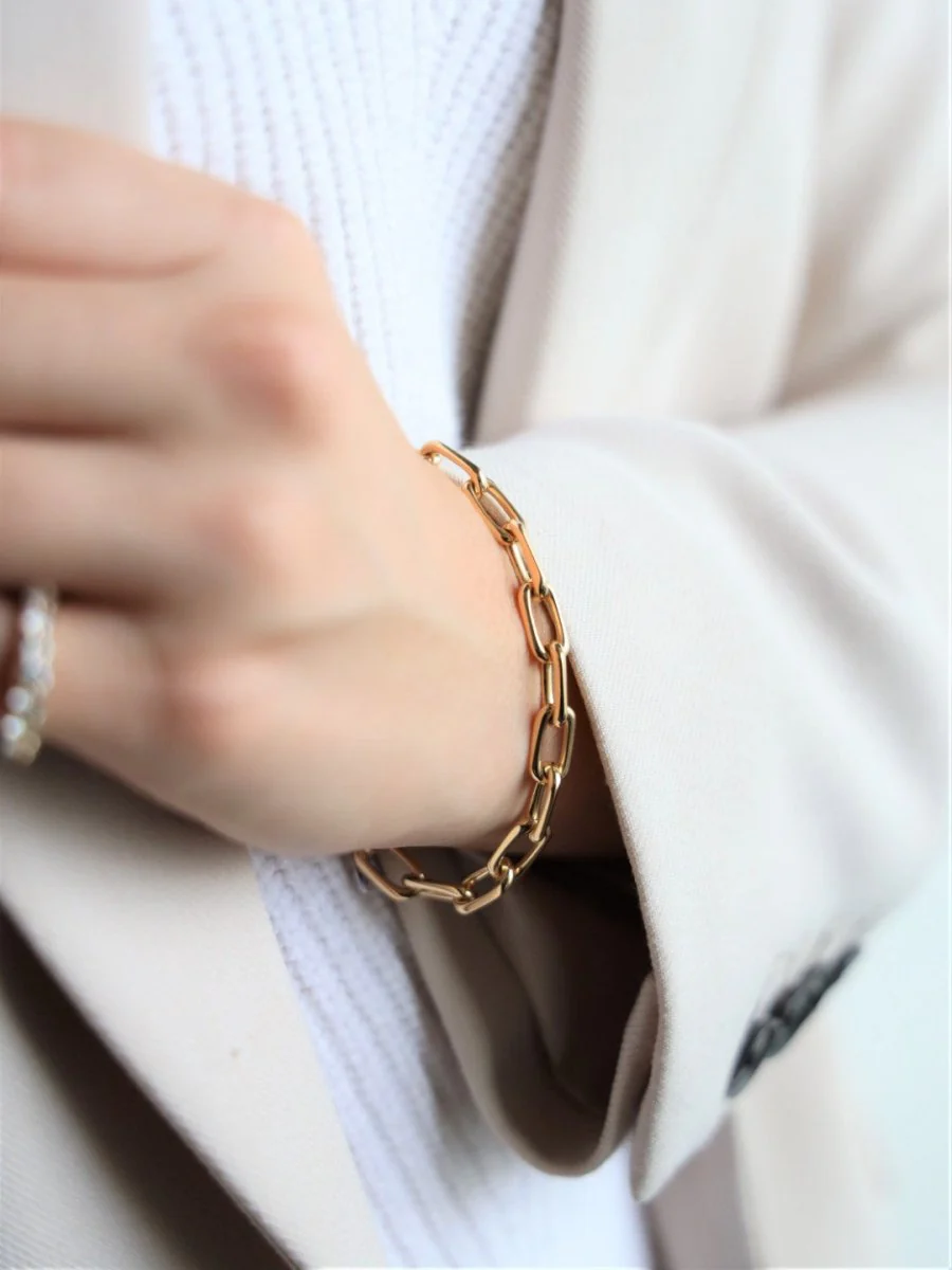 Curb chain bracelet in yellow gold - Image 3