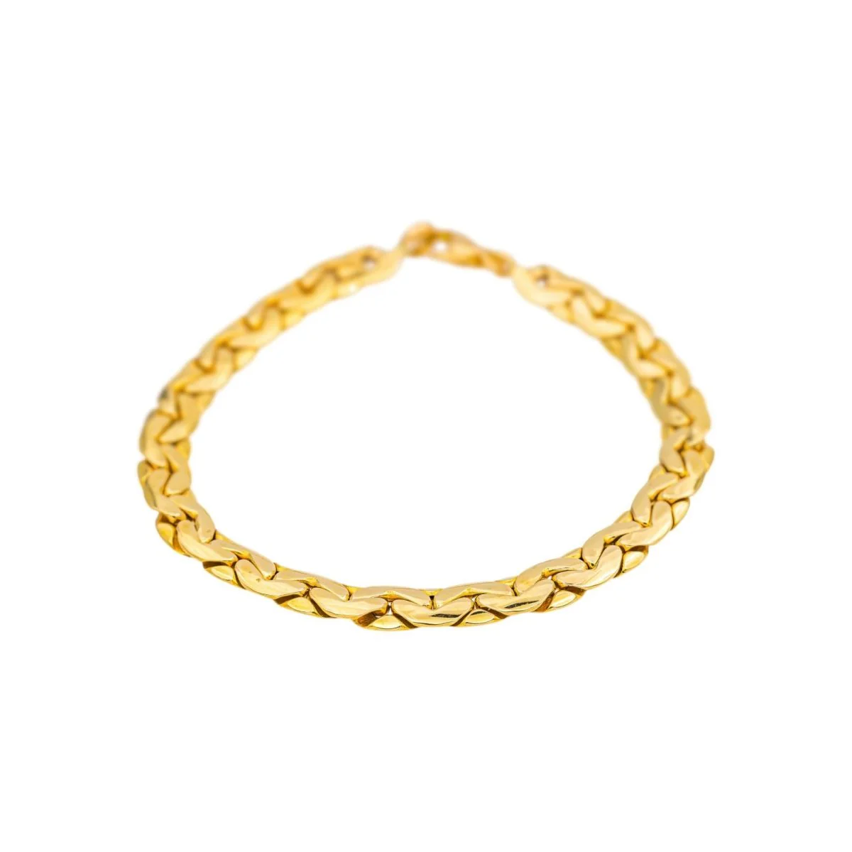 Yellow Gold Bean Link Bracelet