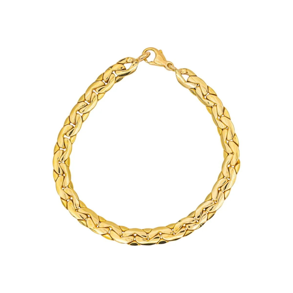 Yellow Gold Bean Link Bracelet - Image 3