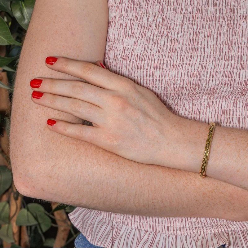 Yellow Gold Palm Leaf Link Bracelet - Image 2