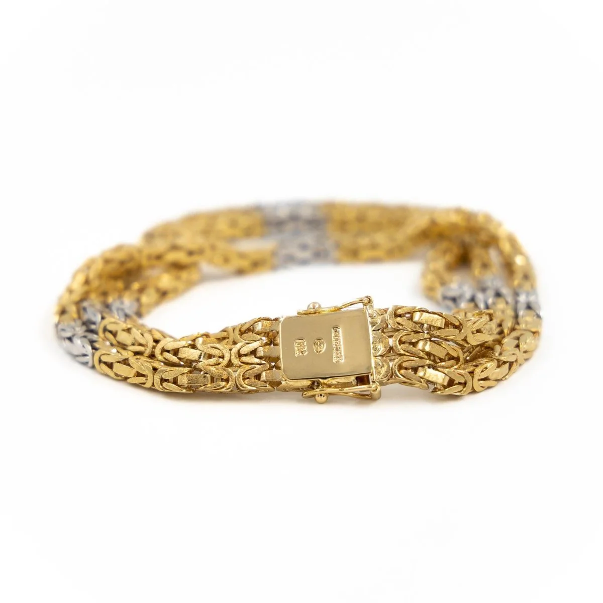 Snake chain bracelet in yellow gold and white gold - Image 5