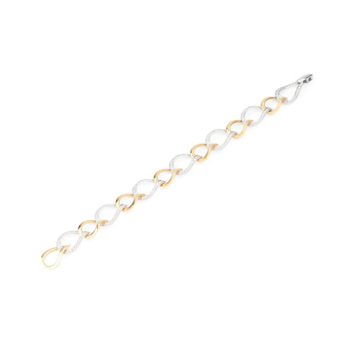 Maillons bracelet in yellow gold, white gold and diamonds