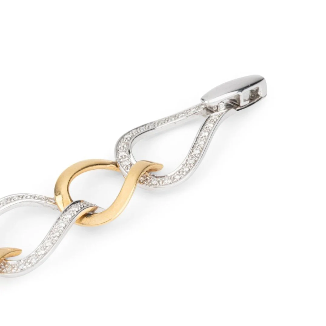 Maillons bracelet in yellow gold, white gold and diamonds - Image 2
