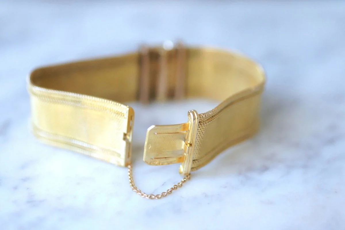 Milanese mesh cuff bracelet, diamonds and citrine - Image 8