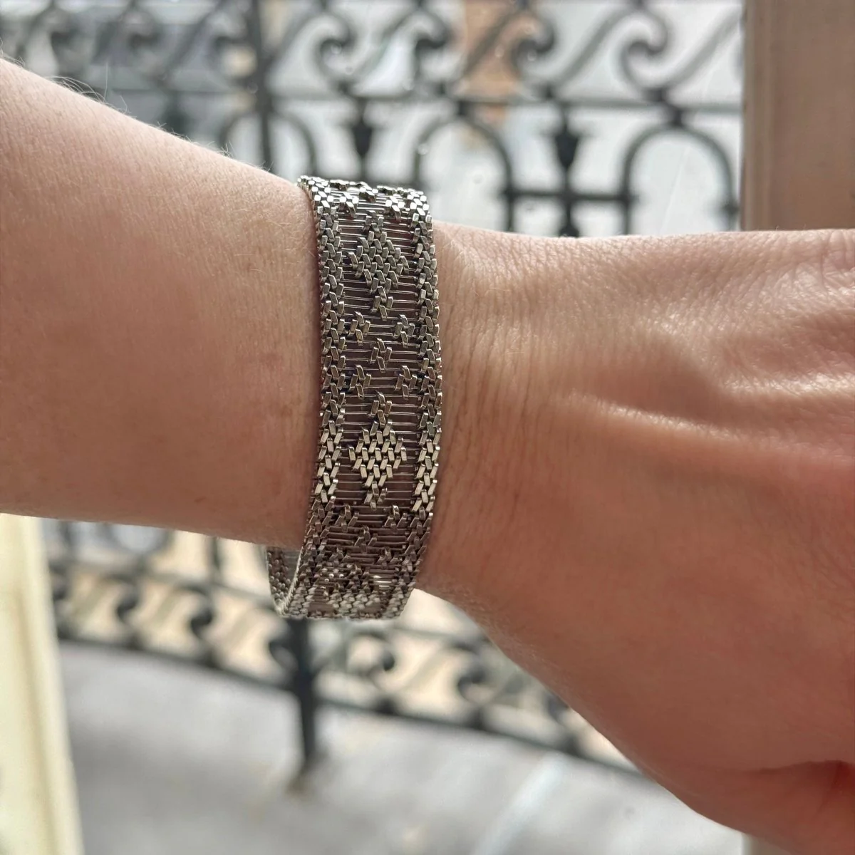 Bracelet woven cuff white gold - Image 5