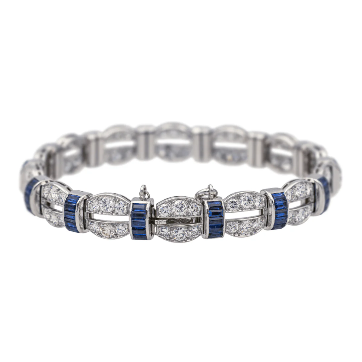 Bracelet at white gold, sapphires and diamonds - Image 3