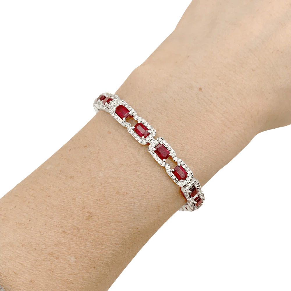 Bracelet in White gold, Ruby and Diamonds - Image 2