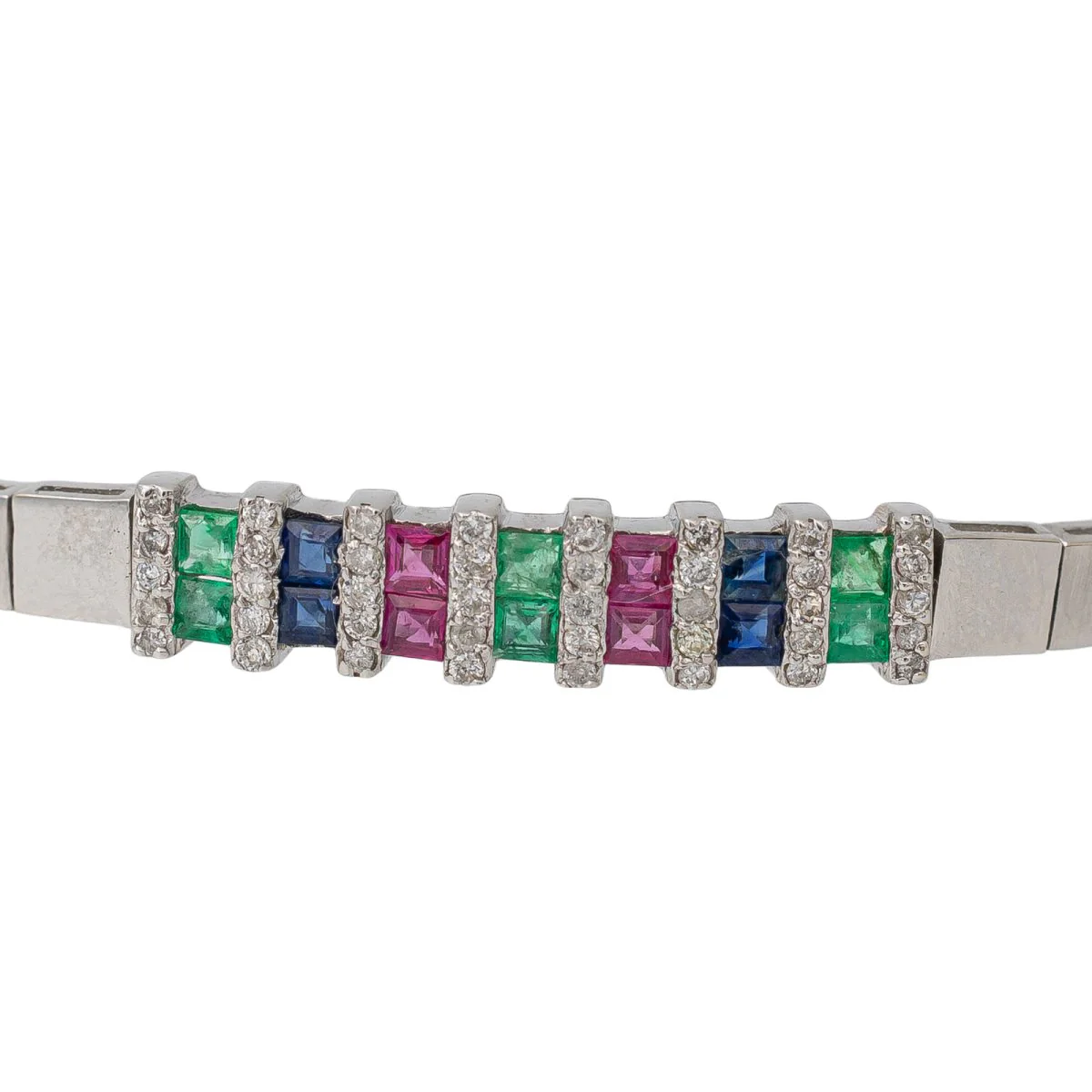Bracelet in white gold and emeralds - Image 2